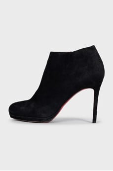 Black suede ankle boots with heels