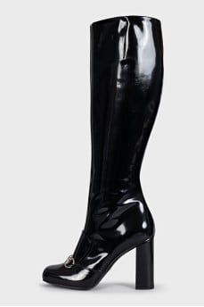 Black patent leather boots