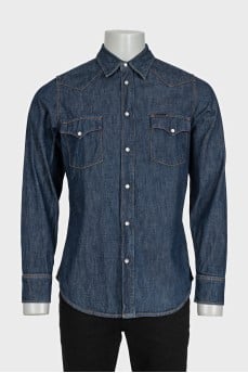 Men's dark blue denim shirt