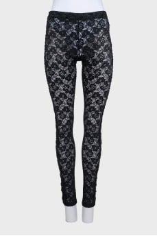 Lace leggings decorated with sequins