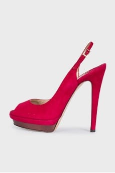 Red suede slingbacks