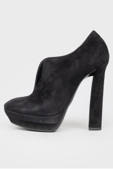 Black Suede High Heel Ankle Boots