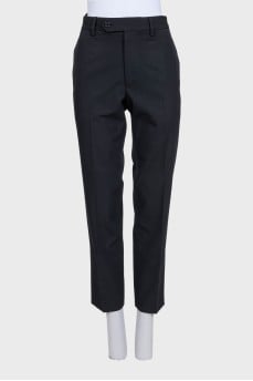 Black straight-cut wool trousers
