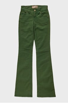Green flared jeans
