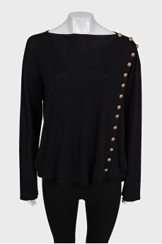 Black long sleeve shirt with gold buttons
