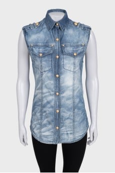 Slim-fit denim vest