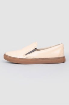 Leather moccasins with brown soles