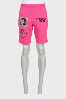 Men's pink printed shorts