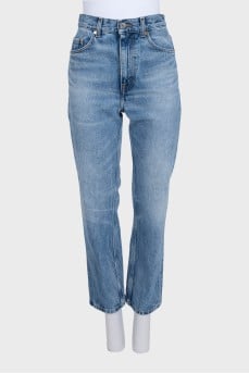 High-waisted straight-leg jeans