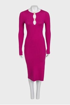 Fitted dress with gold embellishment and tag
