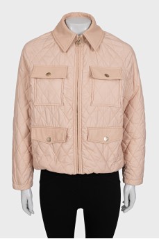 Quilted beige jacket with patch pockets