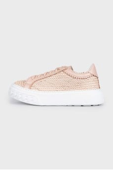 Beige sneakers with a chunky sole