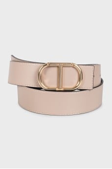 Beige leather belt