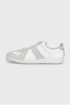 Men's leather and suede lace-up sneakers