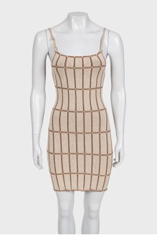 Beige dress with logo on the strap
