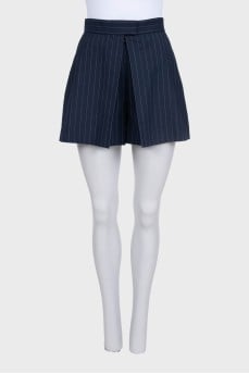 Blue striped high-waisted shorts