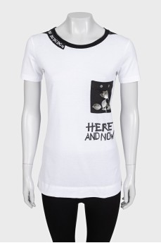 Straight T-shirt with patch pocket