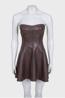 Brown faux leather dress