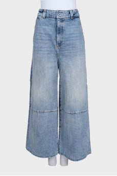 High-waisted blue wide-leg jeans