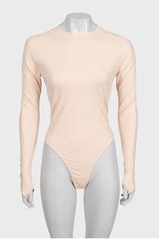 Beige bodysuit with logo