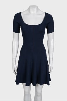 Blue ribbed fitted dress