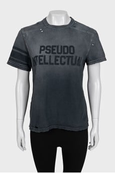 Pseudo Intellectual Black Ripped T-Shirt