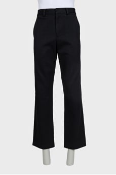 Men's black trousers with leather inserts