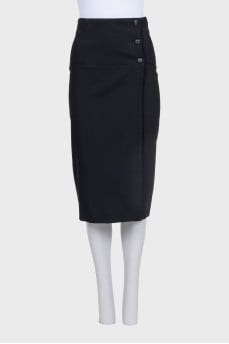 Black button-down midi skirt