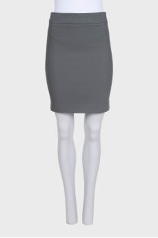 Straight gray wool skirt