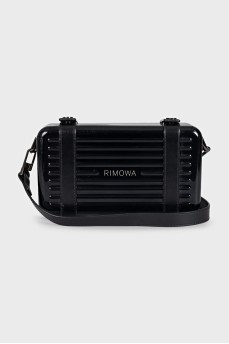 Men's black bag with a leather strap