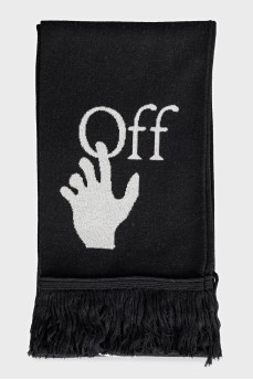 Black scarf with signature print