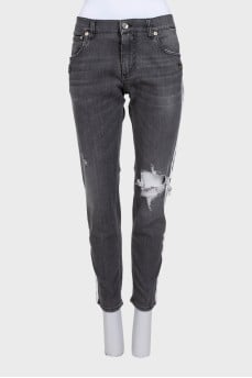 Сірі джинси skinny fit зі вставками