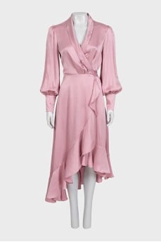 Pink silk dress with ties