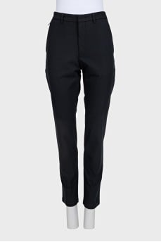 Black slim-fit trousers