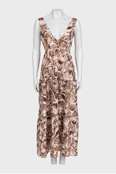 Brown printed maxi dress