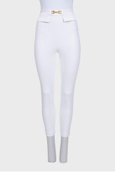 Slim-fit white trousers with logo