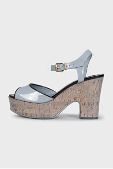Blue patent leather sandals