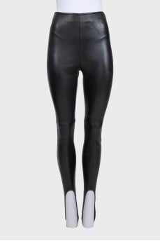 Leather tapered trousers with stirrups