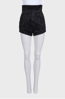 Black high-waist shorts with a zipper