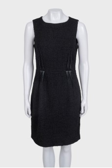 Tweed dress with satin inserts