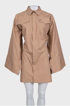 Brown dress with puff sleeves Dakota