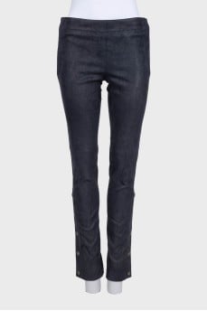 Straight-leg leather trousers with side zippers