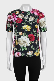 Black blouse with floral print