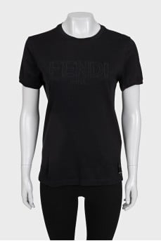 Black T-shirt with branded embroidery