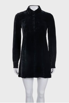 Black velvet dress with long sleeves