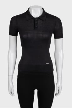 Slim-fit black polo shirt