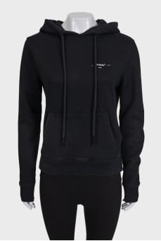 Black hoodie with logo on the back