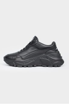 Black leather sneakers