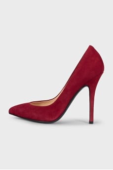 Red suede high heels