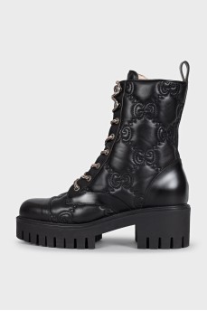 Black quilted leather boots